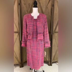 Sarah Elizabeth Pink Plaid tweed dress & jacket suit 10 Barbie career